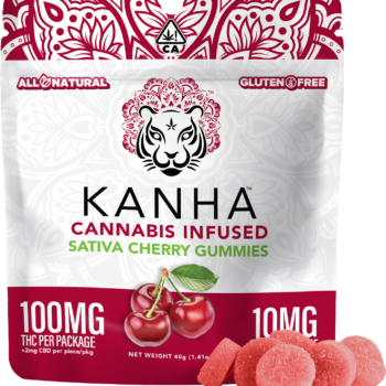 Experience Bliss with Kanha's Cherry Sativa Gummies – 10 Pieces x 10mg Each